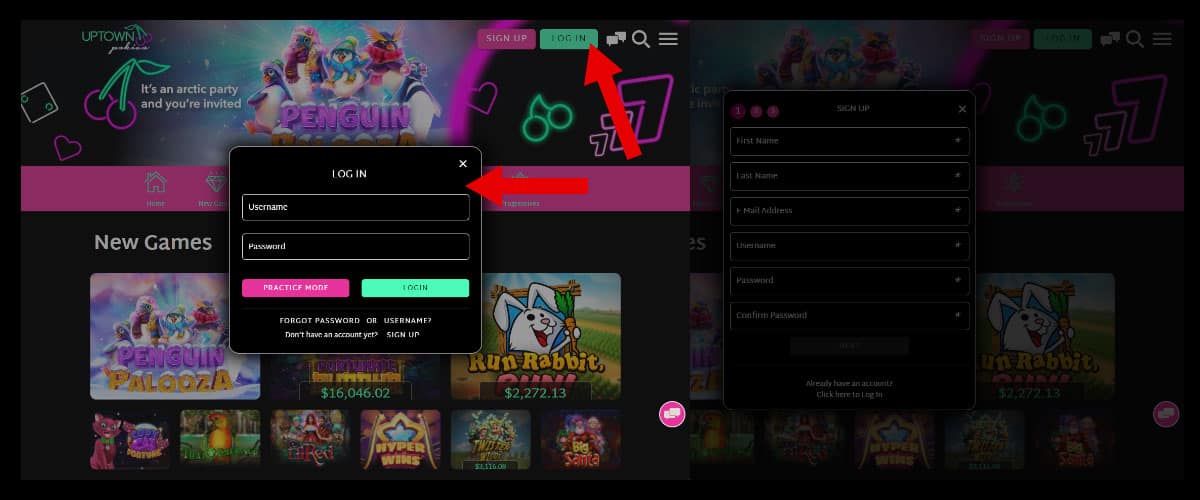 Uptown Pokies Casino reward players on Login